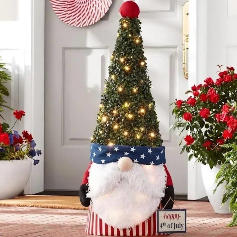 Member's Mark 40" Pre-Lit Americana Gnome Topiary